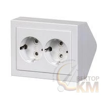 Розетка угловая 2-м ОП 16А IP21 Schuko алюм. ABB 2TKA00001612