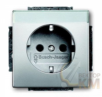 Розетка 1-м СП Pure 16А IP21 250В Schuko с полем для надписи сталь ABB 2CKA002011A3851