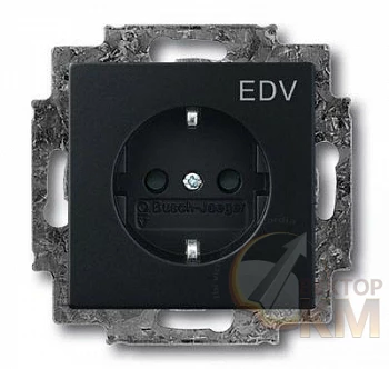 Розетка 1-м СП Solo/future 16А IP20 250В Schuko с маркир. "EDV" черн. бархат ABB 2CKA002013A5332