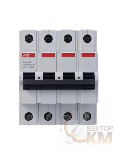 ABB  | Выключатель автоматический модульный 4п C 16А 4.5кА Basic M BMS414C16  2CDS644041R0164