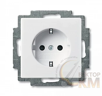 Розетка 1-м СП Basic 55 16А IP20 250В Schuko винт. клеммы альп. бел. ABB 2CKA002011A6155