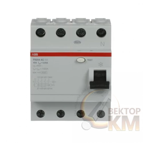 2CSF204002R1400 ABB | Выключатель дифференциального тока 4-модульный EU FH204 AC-40/0,03 (замена для 2CSF204004R1400)  