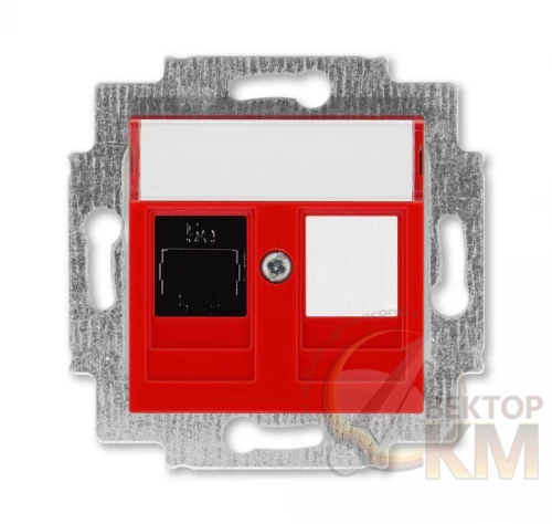 ABB  | Розетка информационная Levit RJ45 кат. 5e и заглушка красн.  2CHH295117A6065
