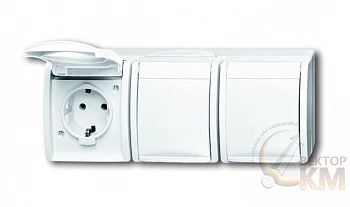 Розетка 3-м ОП Ocean 16А IP44 250В Schuko альп. бел. ABB 2CKA002084A0712