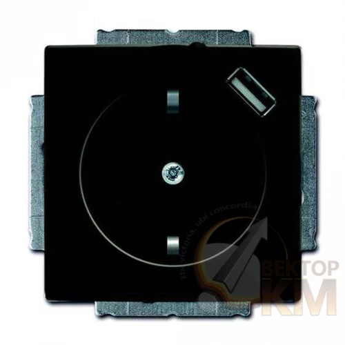 ABB  | Розетка 1-м СП Basic 55 20 EUCBUSB-95-500 16А IP20 250В Schuko защ. шторки с заряд. устройством USB 700мА электрон. защита от перегрузки и КЗ безвинт. клеммы chateau-black черн.  2CKA002011A6195