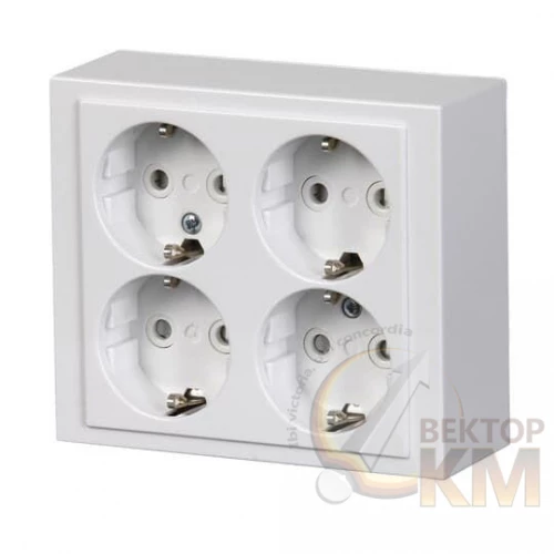 ABB  | Розетка накладного монтажа Schuko 4 поста Impressivo бел.  2TKA00001613