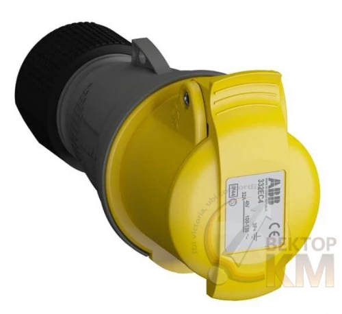 ABB  | Розетка кабельная 332EC4 Easy&Safe 332EC4 32А 3P+E IP44 4ч  2CMA102038R1000