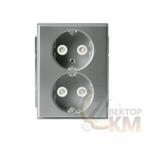 ABB  | Розетка 2-м СП Impressivo 16А IP20 230В Double Schuko алюм.  2TKA00000441