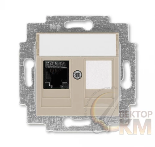 ABB  | Розетка информационная Levit RJ45 кат. 6 и заглушка кофе макиато  2CHH296117A6018