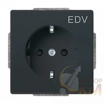 Розетка 1-м 1мод. Future/Axcent/Carat/Династия 16А 250В Schuko защ. шторки с маркир. "EDV" антрацит ABB 2CKA002013A5266