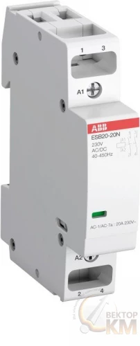 ABB  | Контактор ESB20-11N-02 модульный (20А АС-1 1НО+1НЗ) катушка 42В AC/DC  1SBE121111R0211