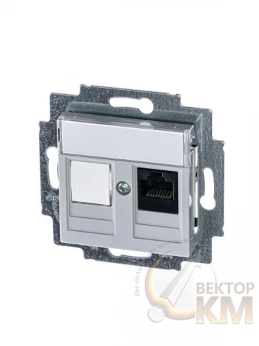 ABB  | Розетка информационная Levit RJ45 кат. 5e и заглушка сер.  2CHH295117A6016