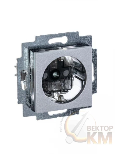 ABB  | Розетка Levit с заземл. с защ. шторками 16А серебр./дым. черн.  2CHH203457A6070