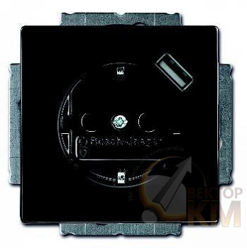 Розетка 1-м СП Carat 20 EUCBUSB-81-500 16А IP20 250В Schuko защ. шторки с заряд. устройством USB 700мА электрон. защита от перегрузки и КЗ безвинт. клеммы черн./антрацит ABB 2CKA002011A6176