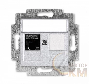 Розетка информационная Levit RJ45 кат. 6 и заглушка серебр. ABB 2CHH296117A6070