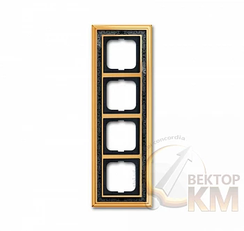 Рамка 4-м Династия Латунь полированная черная роспись ABB 2CKA001754A4578