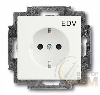 Розетка 1-м СП Solo/future 16А IP20 250В Schuko с маркир. "EDV" бел. бархат ABB 2CKA002013A5327