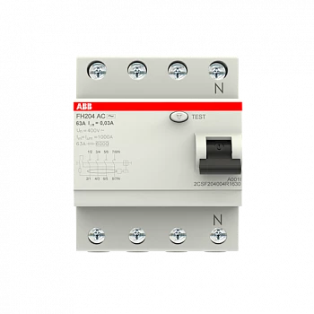 Выключатель дифференциального тока (УЗО) 4п 63А 30мА тип AC FH204 ABB 2CSF204004R1630