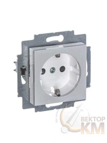 ABB  | Розетка 1-м СП Levit 16А IP40 с заземл. защ. шторки сер./бел.  2CHH203457A6016