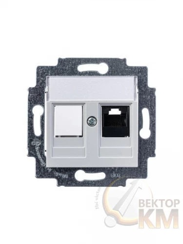 ABB  | Розетка информационная Levit RJ45 кат. 5e и заглушка сер.  2CHH295117A6016