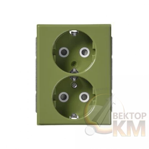 ABB  | Розетка 2-м СП Impressivo 16А IP20 230В Double Schuko зел. R6025  2TKA00002964