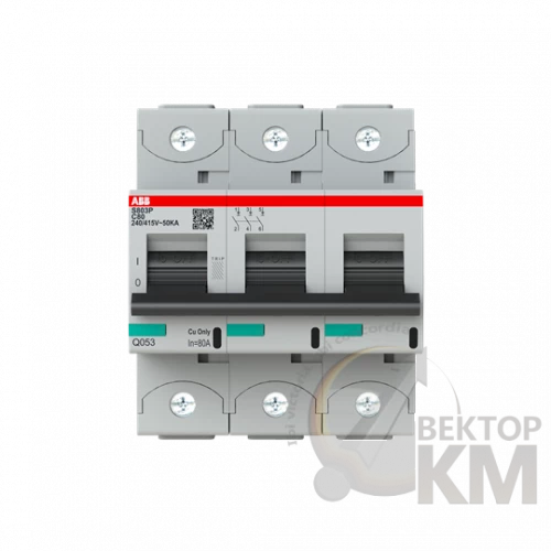 2CCG001232R0001 ABB | Автоматический выключатель 3-полюсный S803P-C80 (замена для 2CCS883001R0804)  