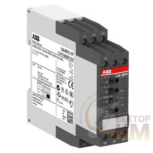1SVR730885R3300 ABB | Реле контроля напряжения CM-MPS.21S с контр. нуля Umin/Umax=3х180-220В/240-280BAC 2ПК винтовые клеммы  