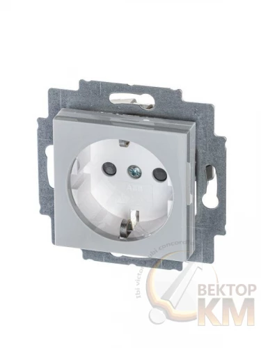 ABB  | Розетка 1-м СП Levit 16А IP40 с заземл. защ. шторки сер./бел.  2CHH203457A6016