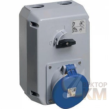 Розетка 363MM6 63А 3P+E 6ч с выкл. и мех. блокировкой металл. IP44 ABB 2CMA168036R1000