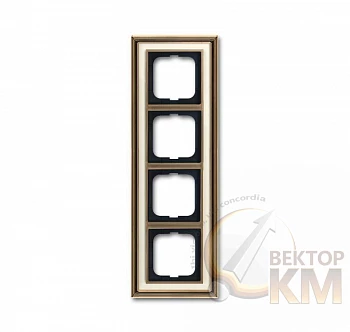 Рамка 4-м Династия Латунь античная стекло бел. ABB 2CKA001754A4583