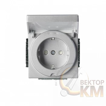 Розетка 1-м СП Impressivo 16А IP21/44 230В Schuko защ. крышка алюм. ABB 2TKA00000437