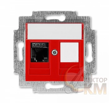 Розетка информационная Levit RJ45 кат. 6 и заглушка красн. ABB 2CHH296117A6065