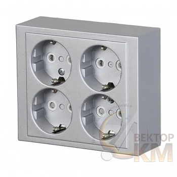 Розетка 4-м ОП Impressivo 16А IP21 Schuko алюм. ABB 2TKA00001615