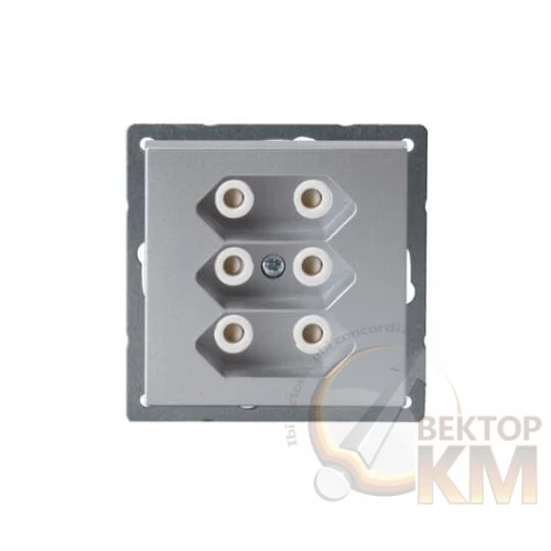 ABB  | Розетка 3-м СП 3мод. EuroSocket 6А IP20 230В без заземл. алюм.  2TKA00000451