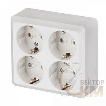 Розетка 4-м ОП Jussi 16А IP21 250В с заземл. Schuko зажим. клеммы бел. ABB 2TKA001001G1