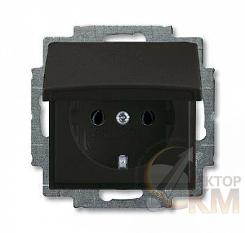 Розетка 1-м СП Basic 55 16А IP44 250В Schuko в сборе chateau-black черн. ABB 2CKA002018A1502