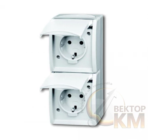 ABB  | Розетка 2-м ОП Ocean 16А IP44 верт. 250В Schuko альп. бел.  2CKA002084A0710