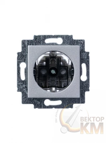 ABB  | Розетка Levit с заземл. с защ. шторками 16А серебр./дым. черн.  2CHH203457A6070