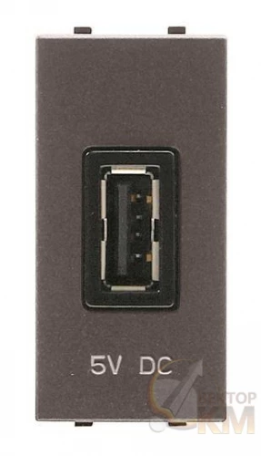 ABB  | Механизм USB зарядного устройства 1М 2000мА 5В Zenit антрацит  2CLA218520N1801