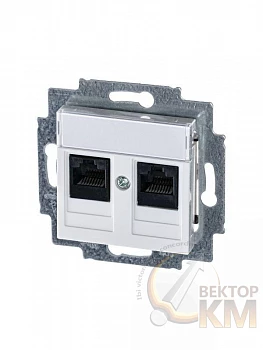 Розетка информационная Levit двойная 2хRJ45 кат. 5e бел. ABB 2CHH295118A6003