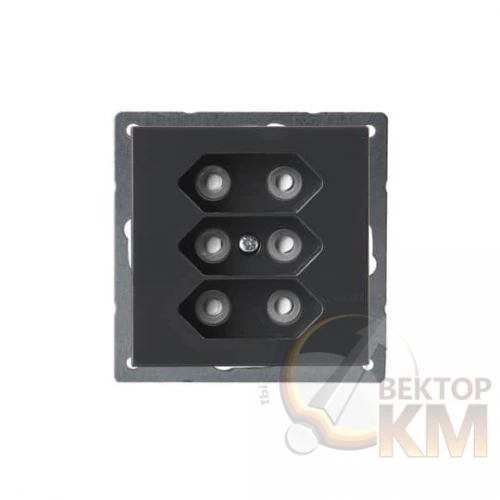 ABB  | Розетка 3-м СП 3мод. EuroSocket 6А IP20 230В без заземл. антрацит  2TKA00000340