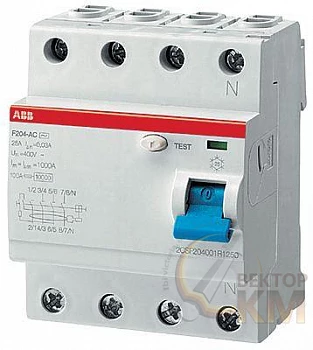 Выключатель дифференциального тока (УЗО) 4п 40А 300мА тип A F204 ABB 2CSF204101R3400