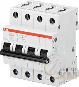 Выключатель автоматический модульный 4п K 4А 10кА S204M K4 ABB 2CDS274001R0337