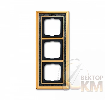 Рамка 3-м Династия Латунь полированная черн. роспись ABB 2CKA001754A4577