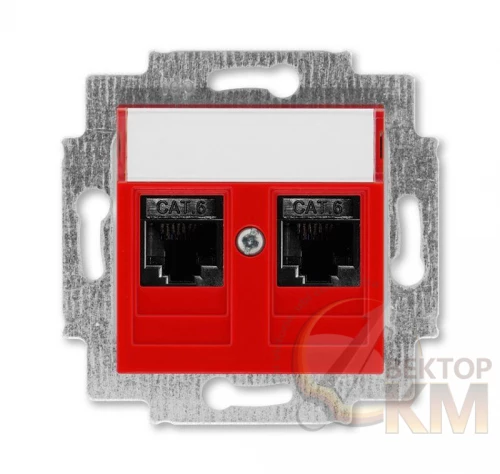 ABB  | Розетка информационная Levit двойная 2хRJ45 кат. 6 красн.  2CHH296118A6065