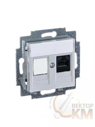ABB  | Розетка информационная Levit RJ45 кат. 5e и заглушка сер.  2CHH295117A6016