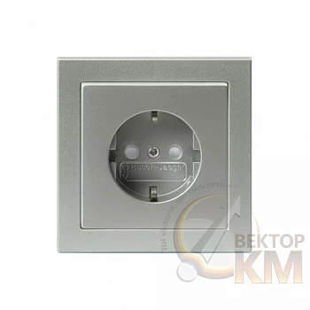 Розетка 1-м СП Impressivo 16А IP20 230В Schuko с рамкой алюм. ABB 2TKA00000439