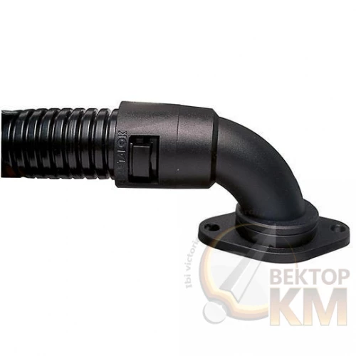 ABB  | Фитинг AL 90град. поворот. с фланцем пласт. d13 черн. (уп.10шт)  7TCA296000R0181
