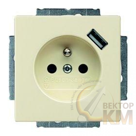 Розетка 1-м СП 1мод. Basic 55 20 EUCBUSB-92-500 16А IP20 250В Schuko защ. шторки с заряд. устройством USB 700мА электрон. защита от перегрузки и КЗ безвинт. клеммы сл. кость ABB 2CKA002011A6192