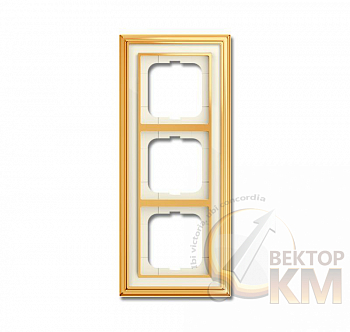 Рамка 3-м Династия Латунь полированная стекло бел. ABB 2CKA001754A4562